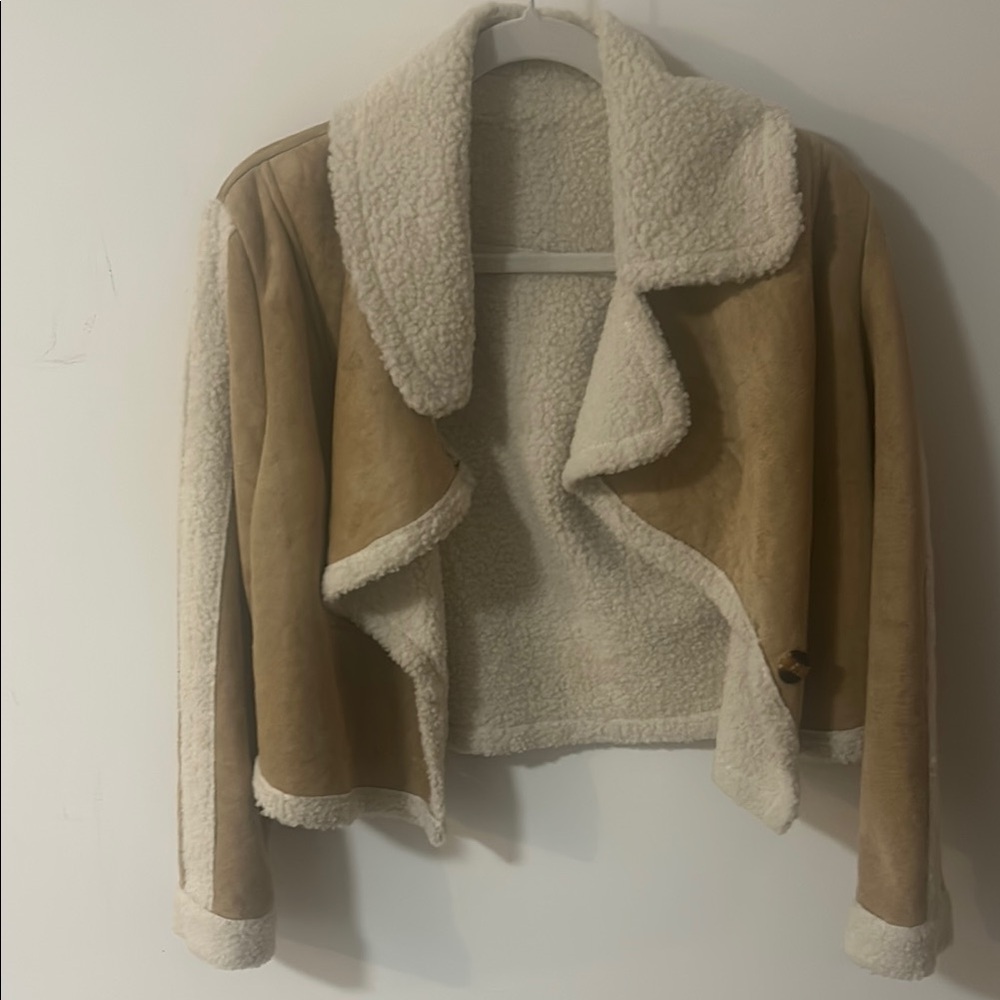 Cozy Tan and Cream Shearling Jacket